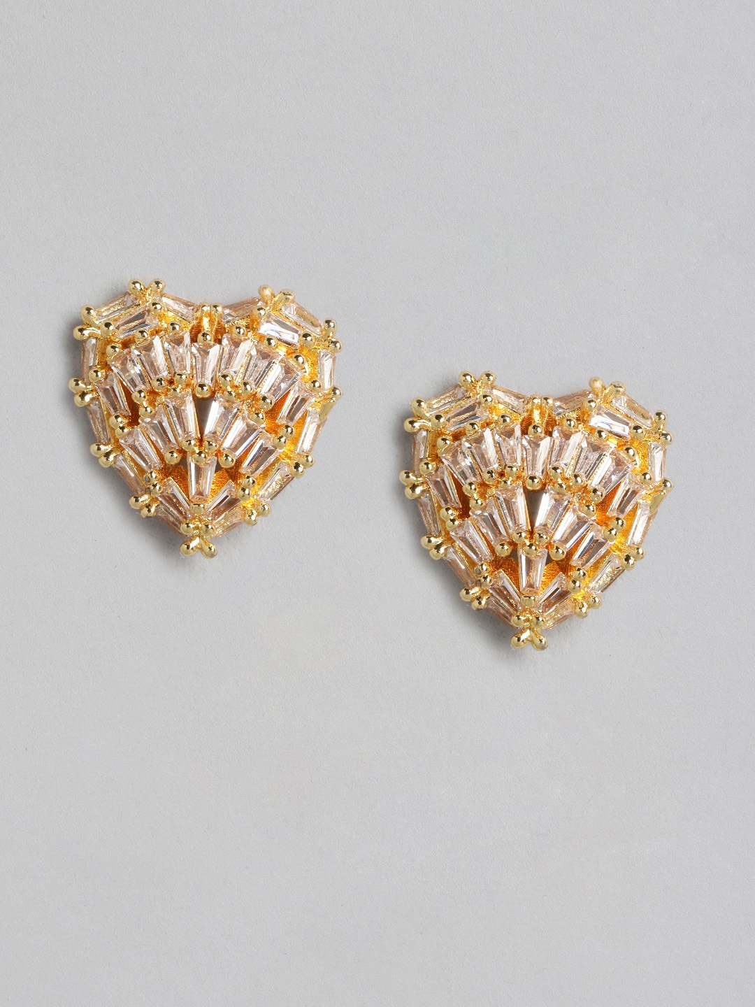 

DressBerry Heart Shaped Studs Earrings, Gold