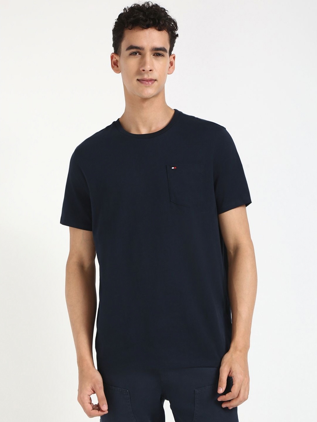 

Tommy Hilfiger Men Solid Round Neck Cotton T-shirt, Navy blue
