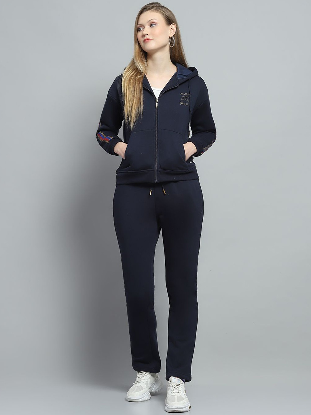 

Monte Carlo Women Printed Hooded Tracksuits, Navy blue