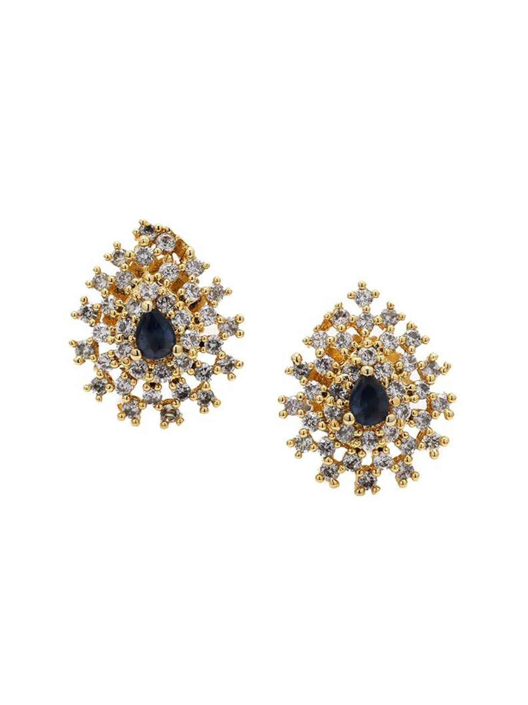 

Kezlin Gold-Plated American Diamond Stones Teardrop Shaped Studs, Black