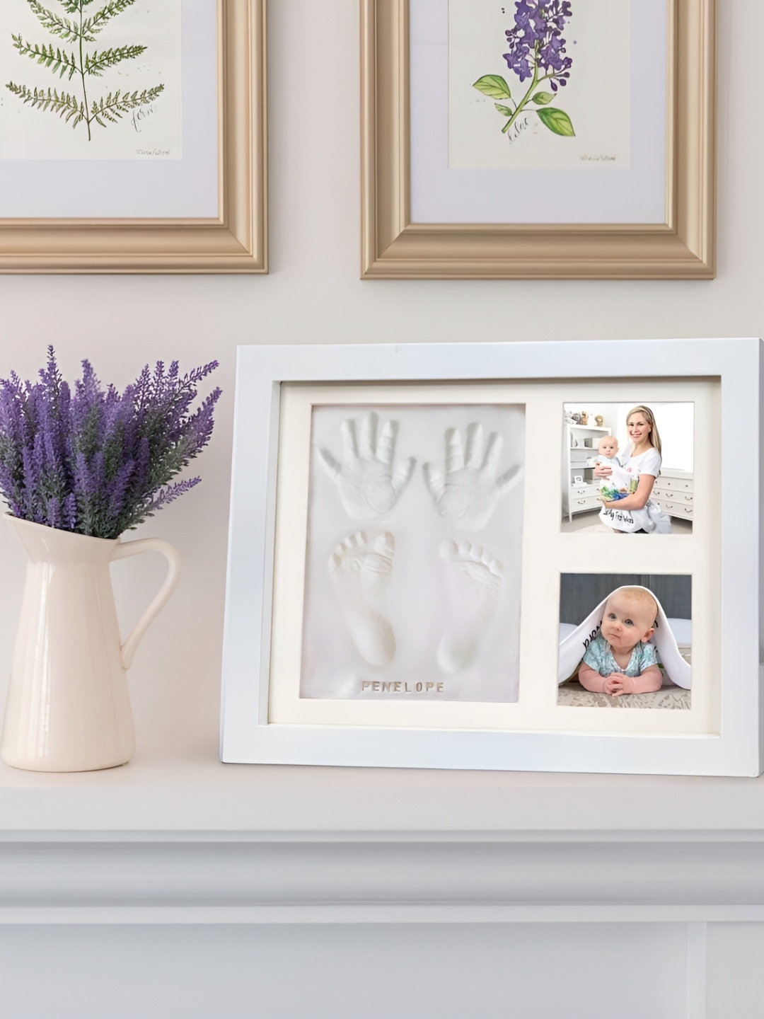 

HomeCloud Kids White Baby Picture Wooden Wall Photo Frames With Ink Pad
