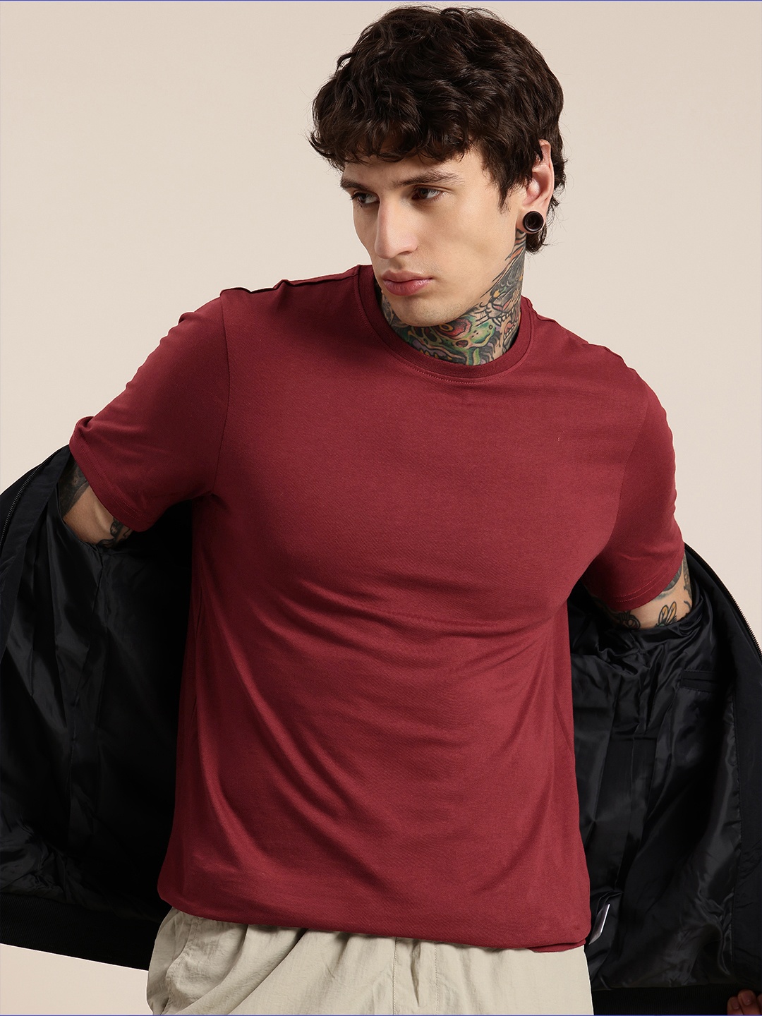 

HERE&NOW Pure Cotton T-shirt, Maroon