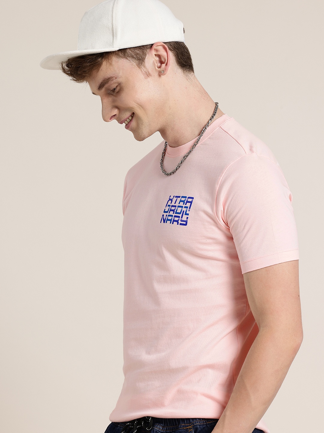 

HERE&NOW Pure Cotton Typography Printed T-shirt, Pink