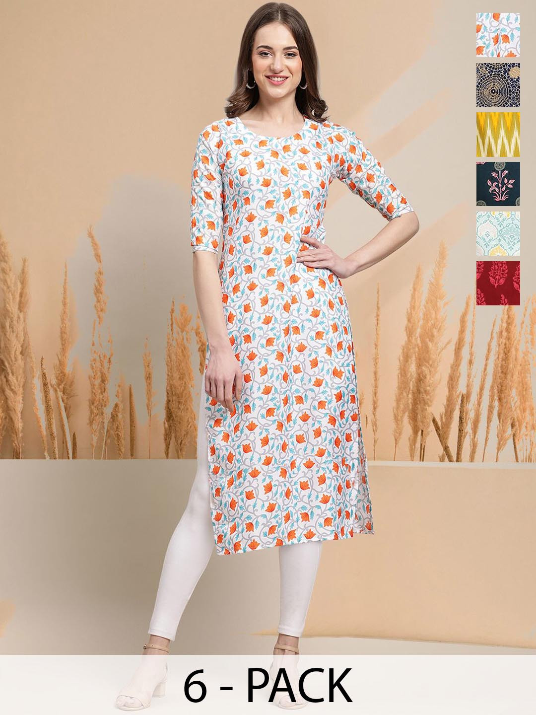 

7Threads Women Ethnic Motifs Printed Thread Work Floral Crepe Kurta, Multi
