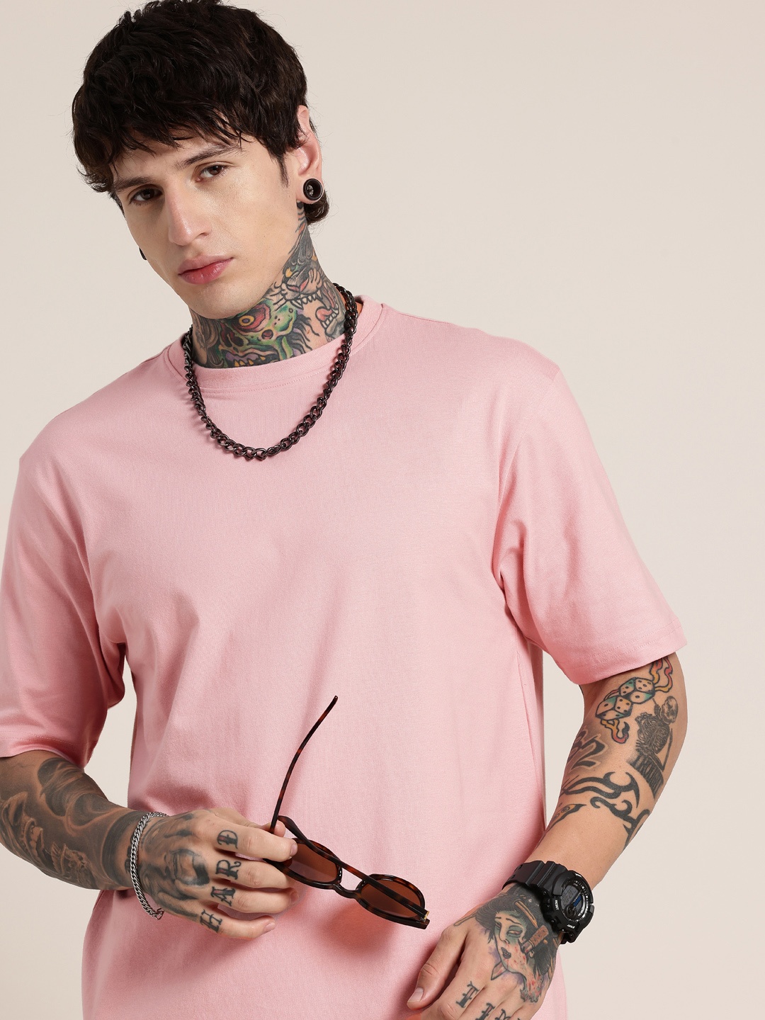 

HERE&NOW Relaxed Fit Pure Cotton T-shirt, Pink