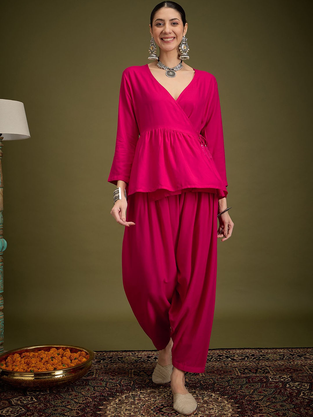 

InWeave Three-Quarter Sleeves Tunic With Trouser, Fuchsia