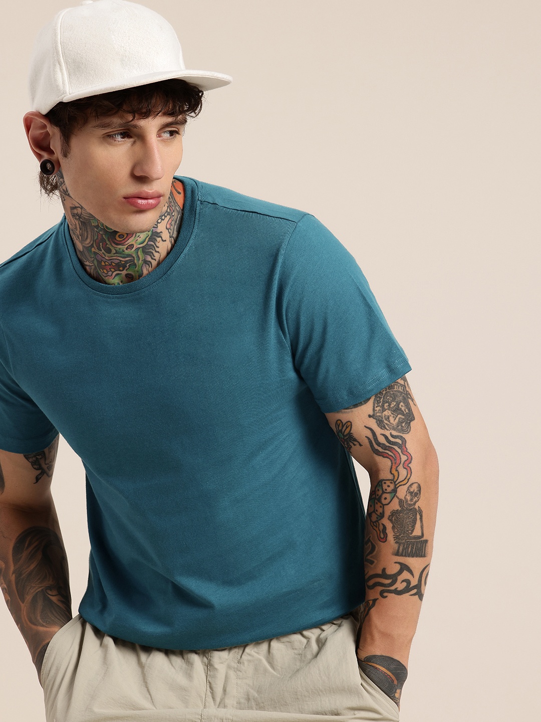 

HERE&NOW Pure Cotton T-shirt, Teal