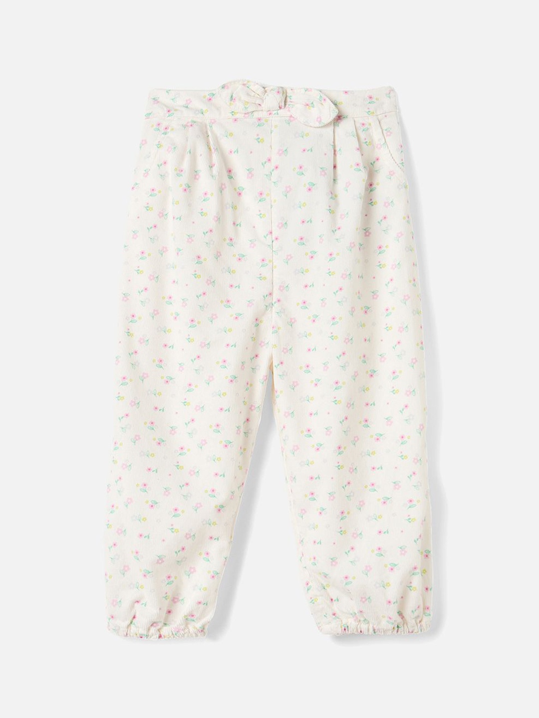 

Juniors by Babyshop Girls Floral Printed Cotton Joggers Trousers, White