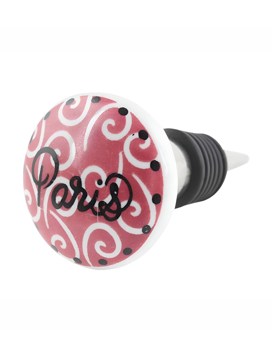 

Indianshelf White and Red Printed Rubber Wine Bottle Stopper
