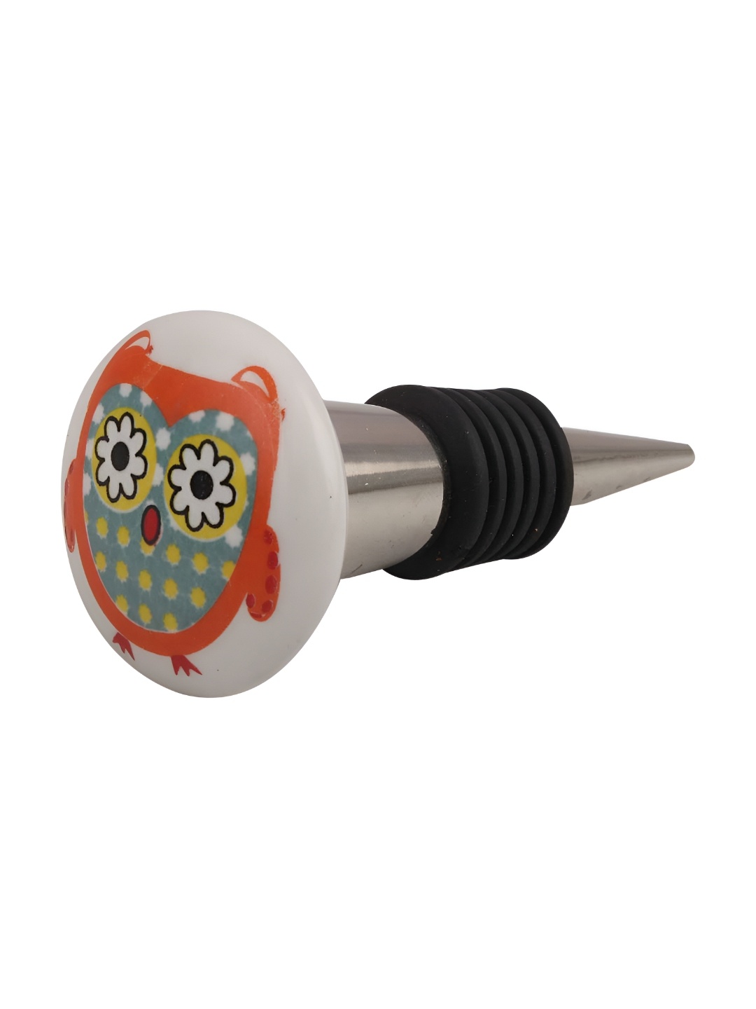 

Indianshelf Orange and White Owl Printed Ceramic Wine Bottle Stopper