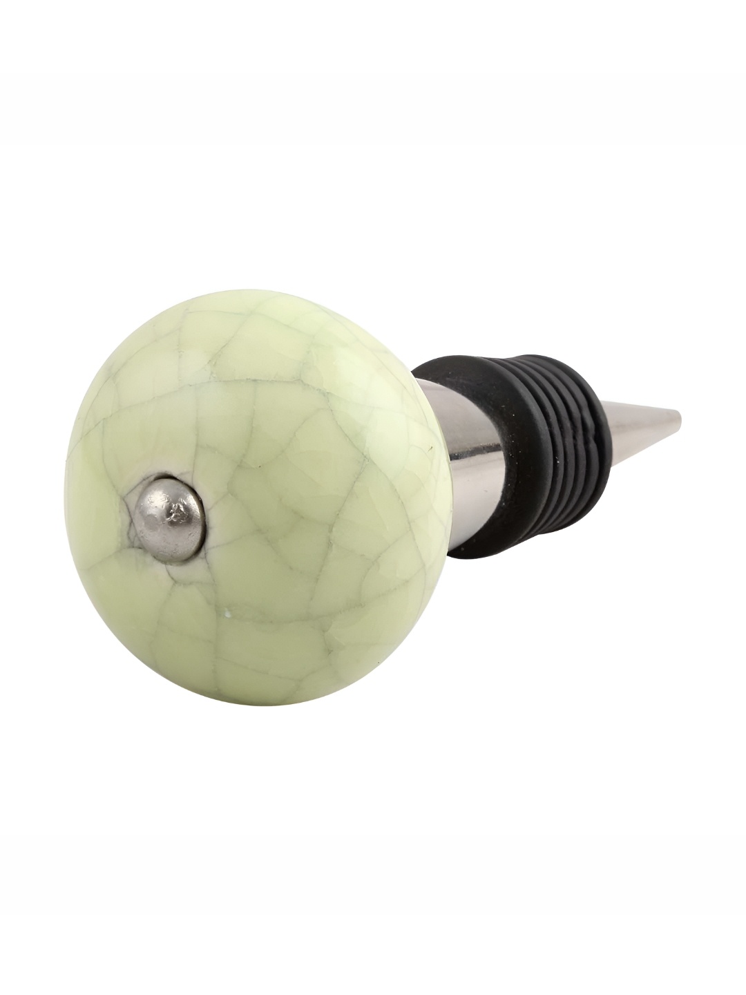 

Indianshelf Green & Silver-Toned Flower Printed Ceramic Wine Bottle Stopper