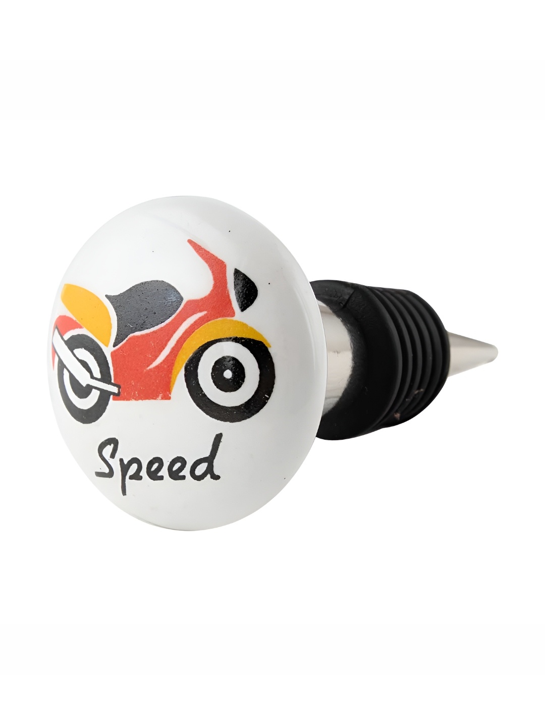 

Indianshelf White & Orange Printed Ceramic Wine Bottle Stopper