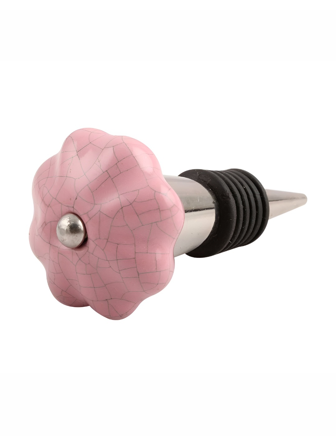 

Indianshelf Pink & Silver-Toned Melon Printed Ceramic Leak-proof Wine Bottle Stopper