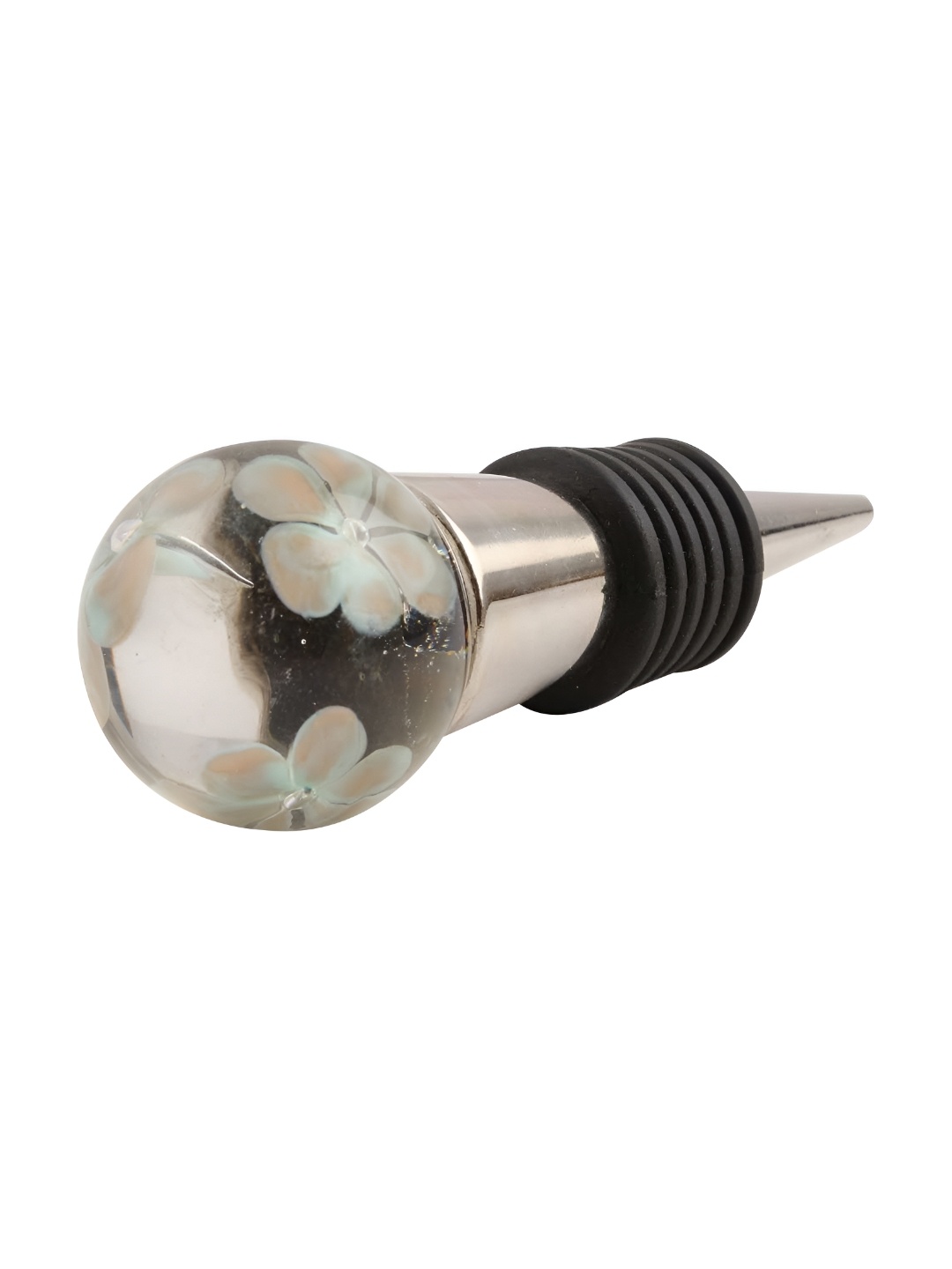 

Indianshelf Green & Transparent Floral Printed Glass Wine Bottle Stopper