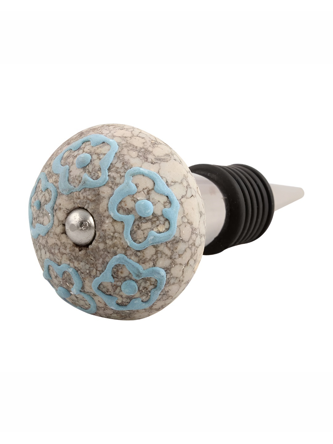 

Indianshelf Blue and Beige Floral Printed Ceramic Airtight Wine Bottle Stopper