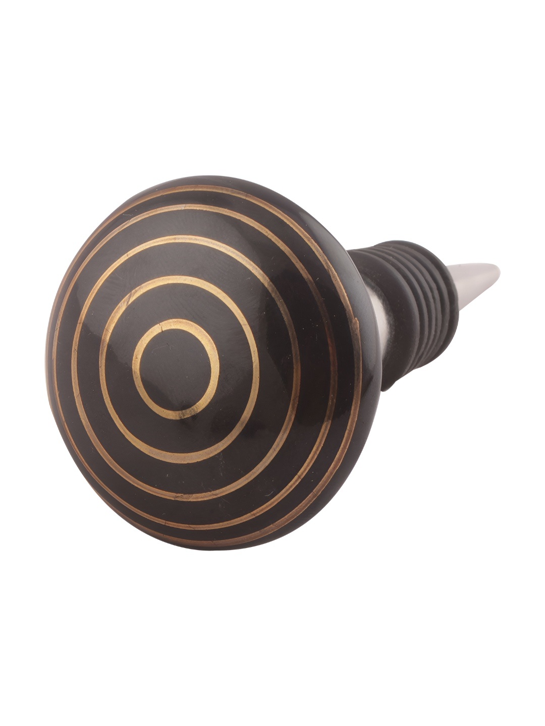 

Indianshelf Black & Gold Toned Stripe Printed Wine Bottle Stopper, Brown