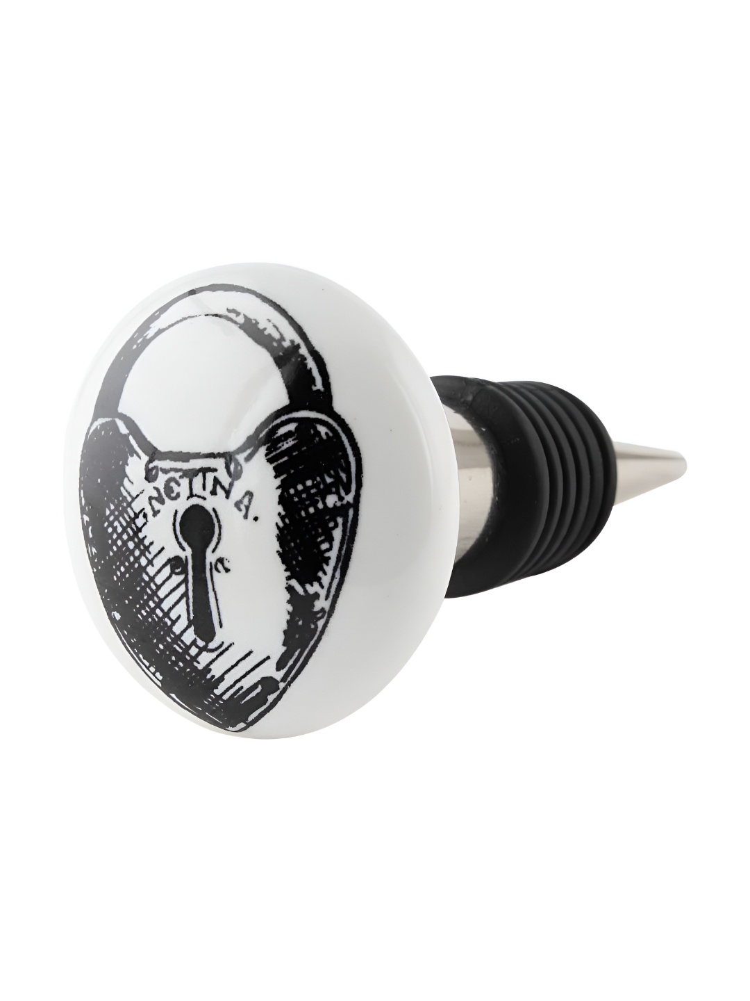 

Indianshelf White & Black Printed Ceramic Wine Bottle Stopper