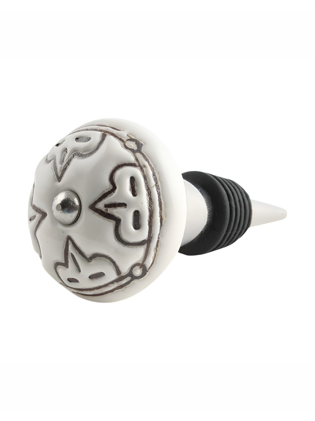 

Indianshelf White Printed Ceramic Wine Bottle Stopper