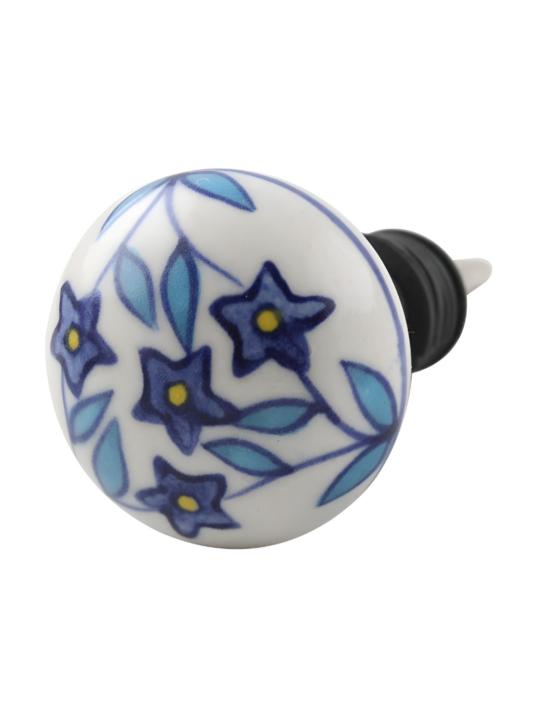 

Indianshelf Blue and White Star Floral Printed Ceramic Wine Bottle Stopper