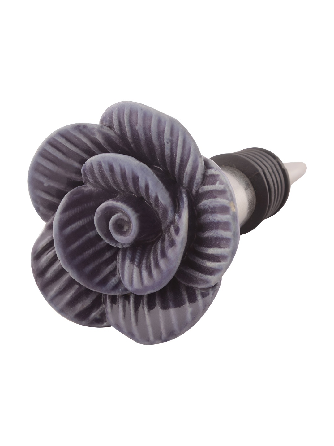 

Indianshelf Purple & Silver-Toned Rose Flower Ceramic Wine Bottle Stopper