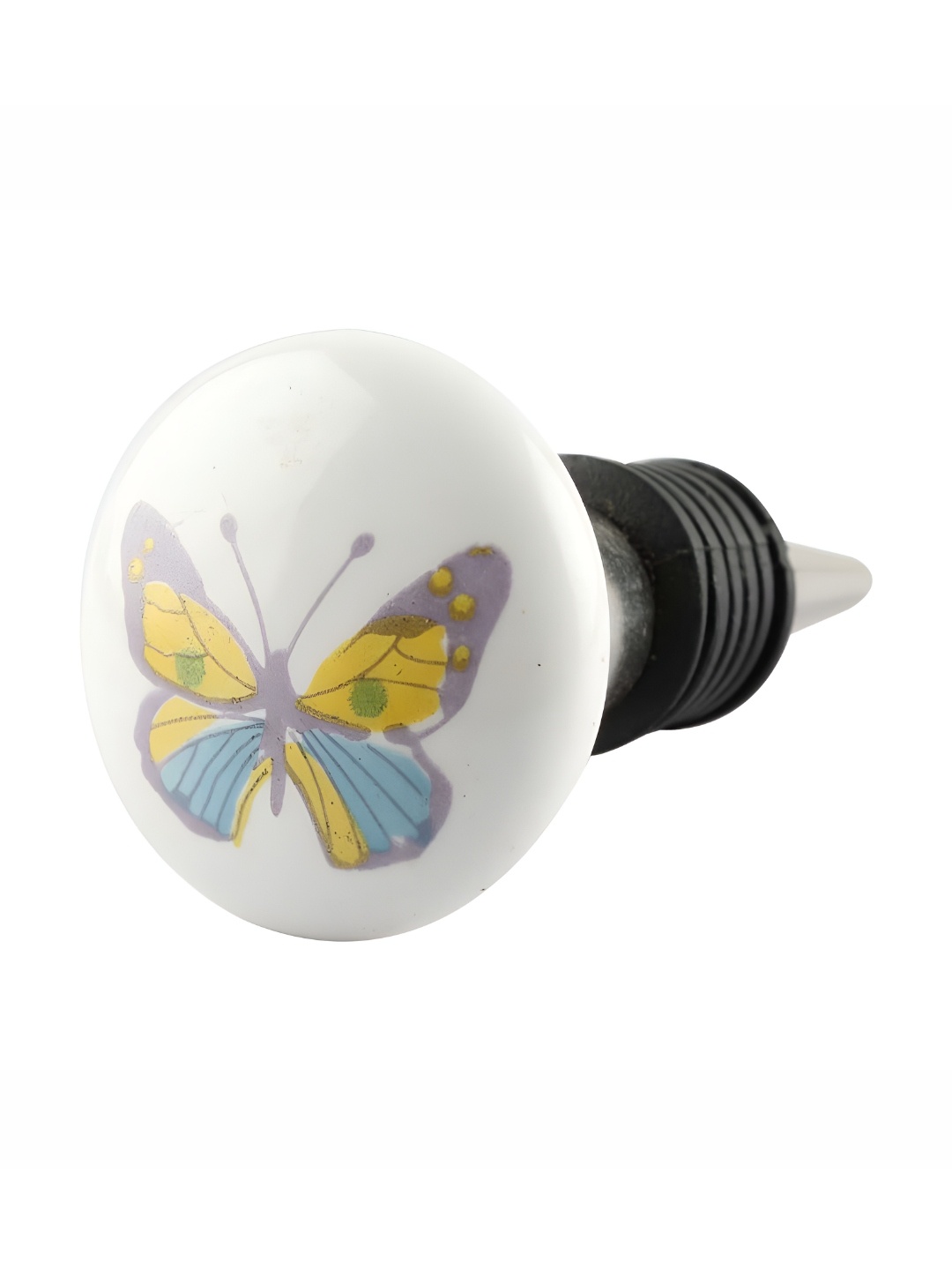 

Indianshelf White & Yellow Butterfly Printed Ceramic Wine Bottle Stopper