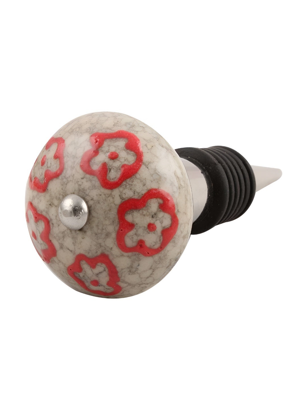 

Indianshelf Red & Beige Flower Printed Ceramic Wine Bottle Stopper