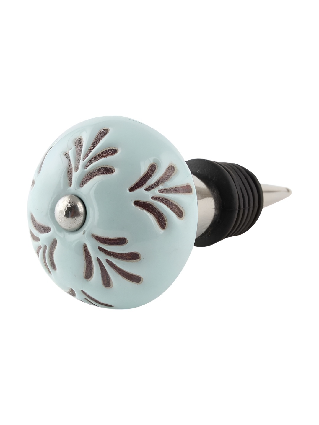 

Indianshelf Green & Brown Printed Ceramic Wine Bottle Stopper
