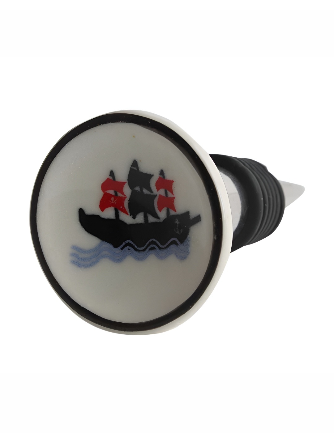 

Indianshelf Black & White Boat Flat Printed Ceramic Wine Bottle Stopper