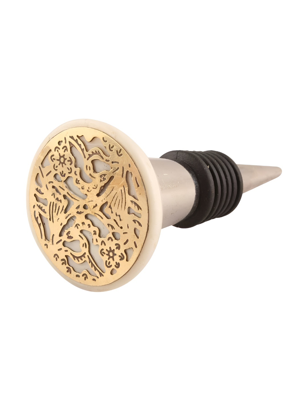 

Indianshelf Gold-Toned and White Grate Textured Resin Wine Bottle Stopper