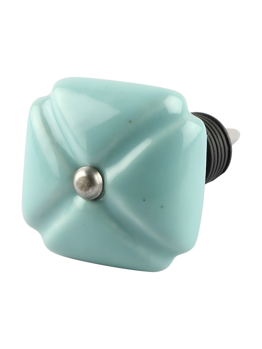 

Indianshelf Blue & White Textured Ceramic Wine Bottle Stopper, Green