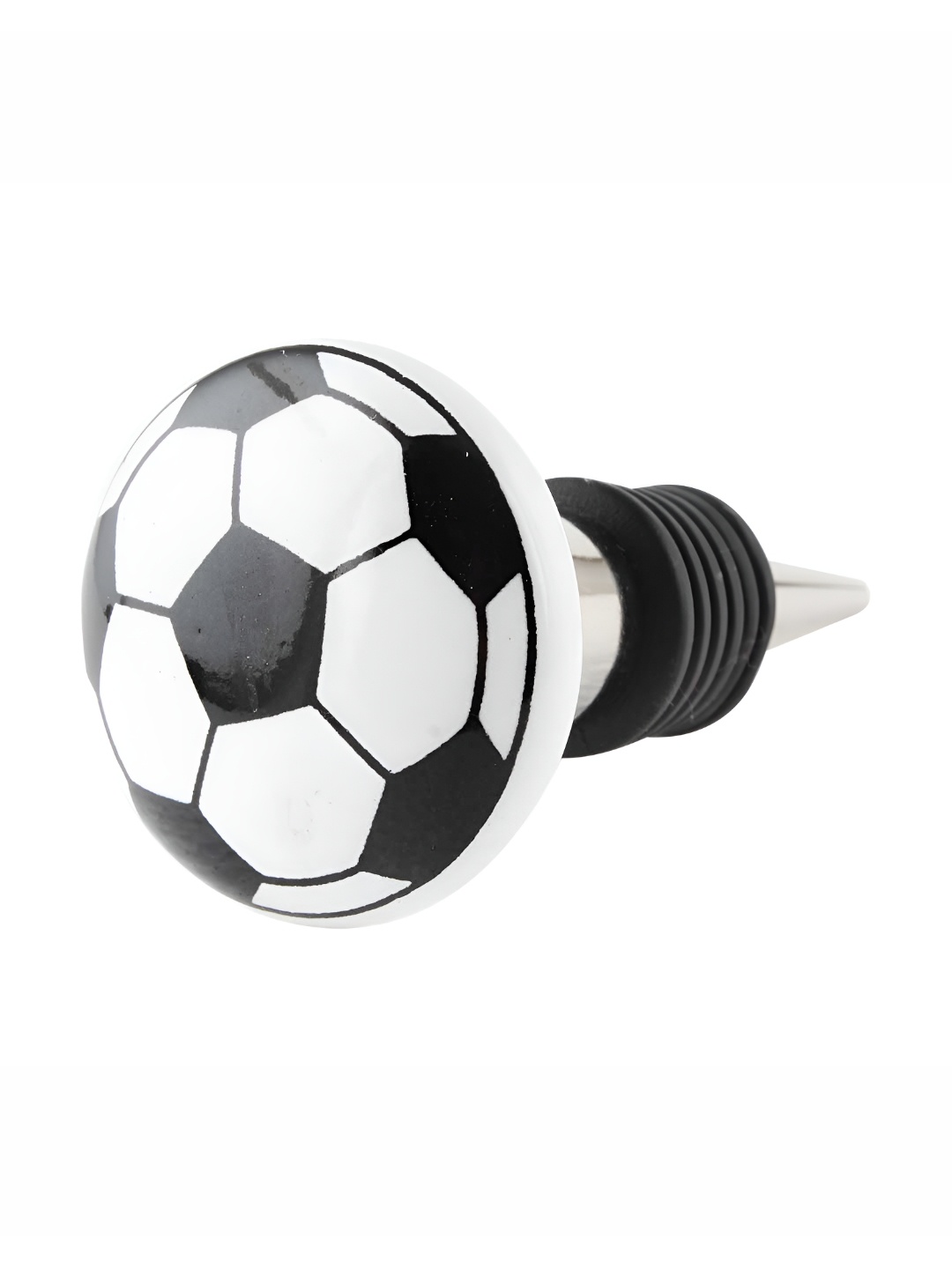 

Indianshelf Black & White Stylish Soccer Printed Ceramic Wine Bottle Stopper
