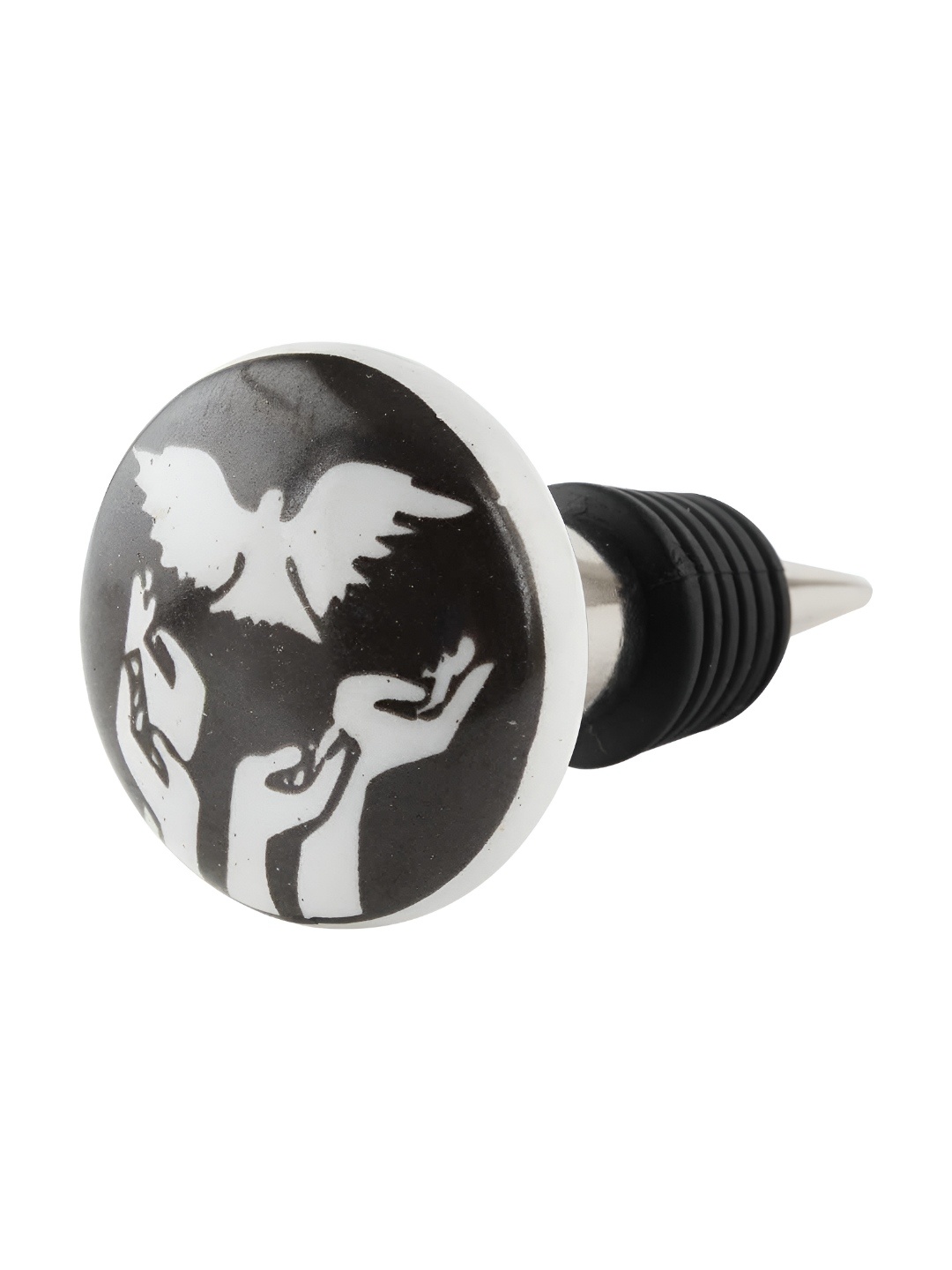 

Indianshelf Black & White Printed Ceramic Wine Bottle Stopper