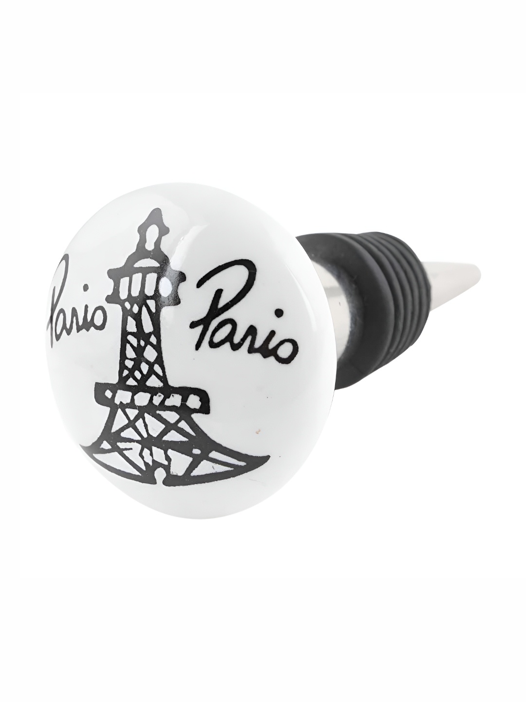 

Indianshelf White & Black Paris Printed Ceramic Wine Bottle Stopper