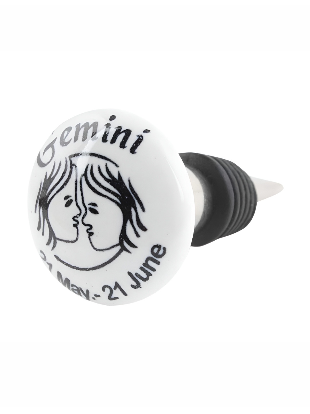 

Indianshelf White & Black Gemini Printed Flat Ceramic Wine Bottle Stopper