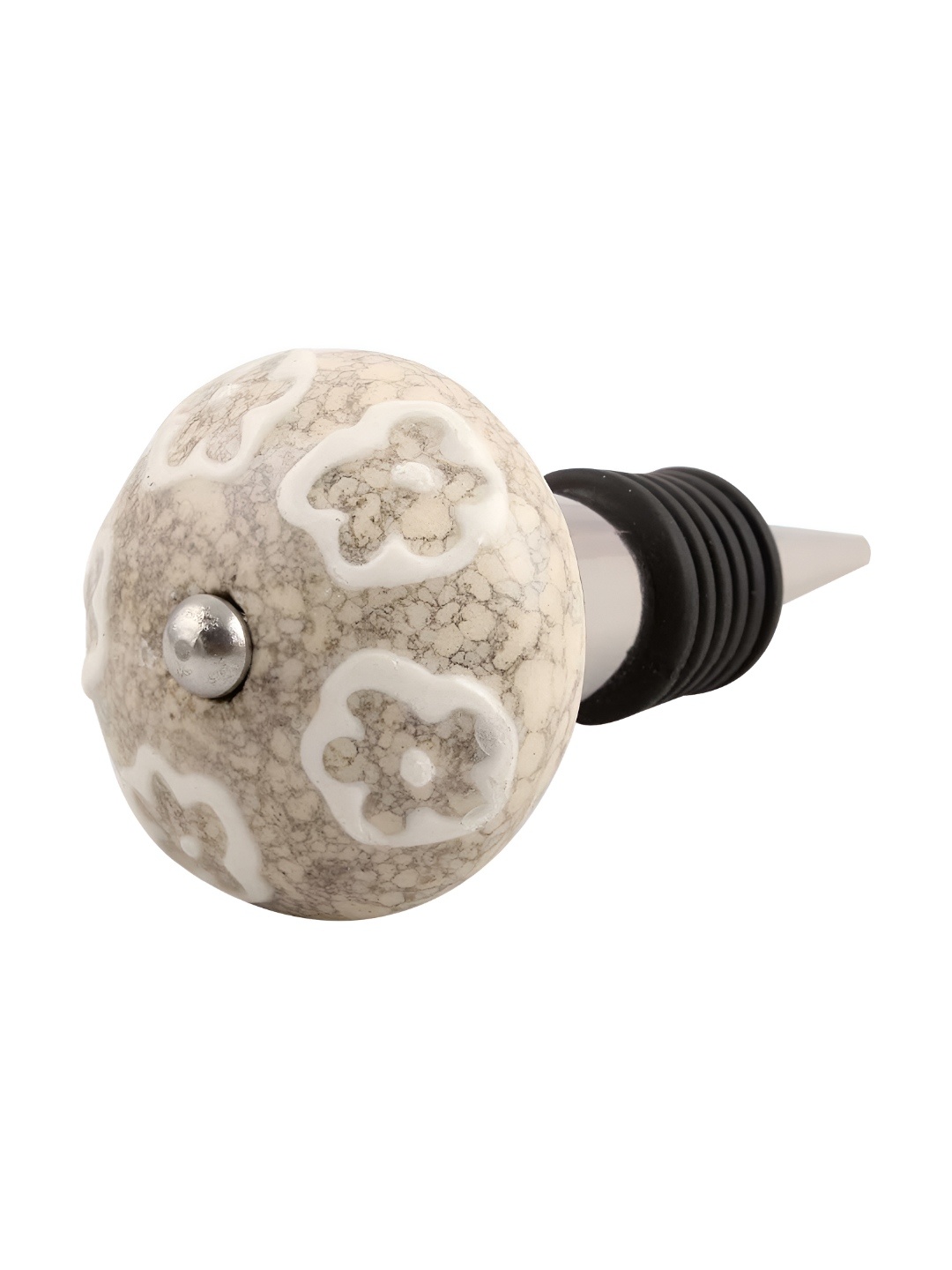 

Indianshelf White & Beige Printed Ceramic Wine Bottle Stopper
