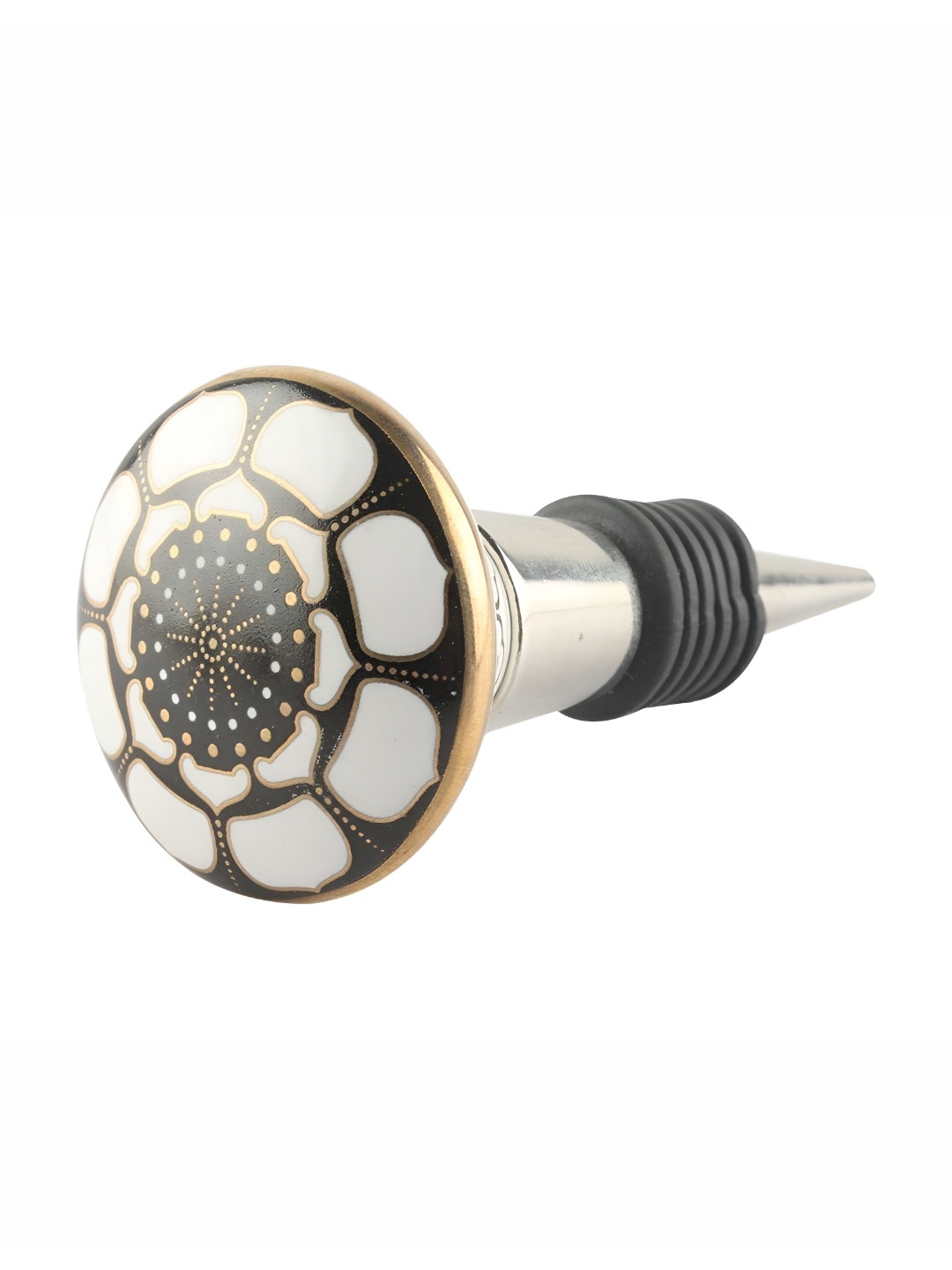 

Indianshelf Black & White Floral Printed Ceramic Wine Bottle Stopper