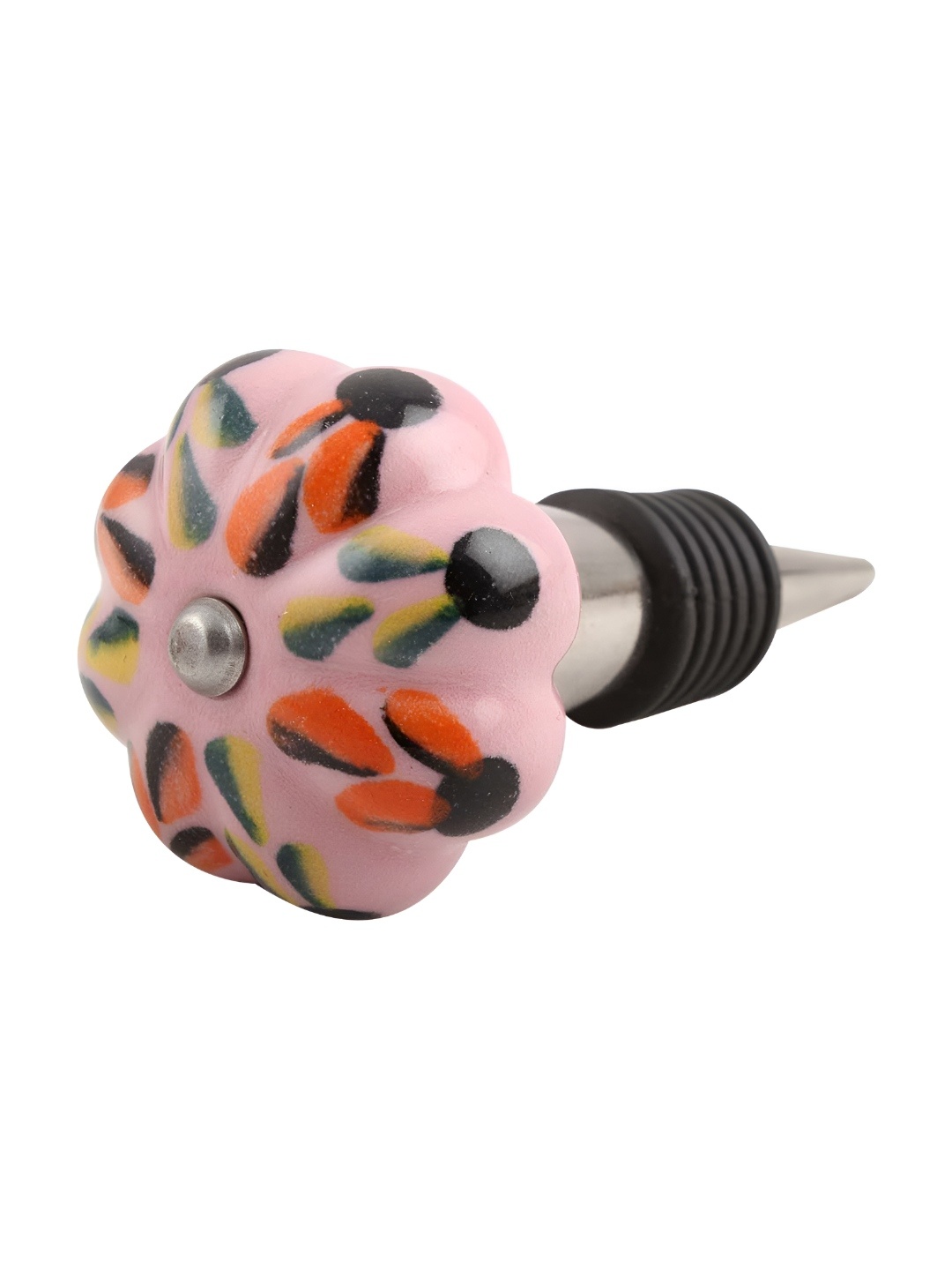 

Indianshelf Pink & Black Printed Ceramic Wine Bottle Stopper