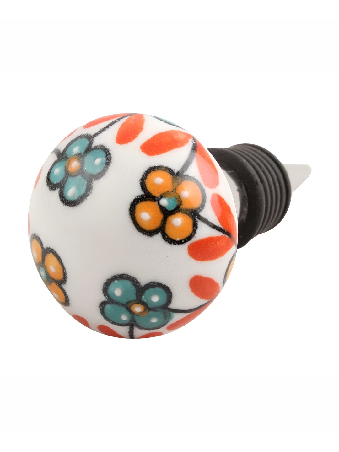 

Indianshelf Green & White Flower Printed Ceramic Wine Bottle Stopper