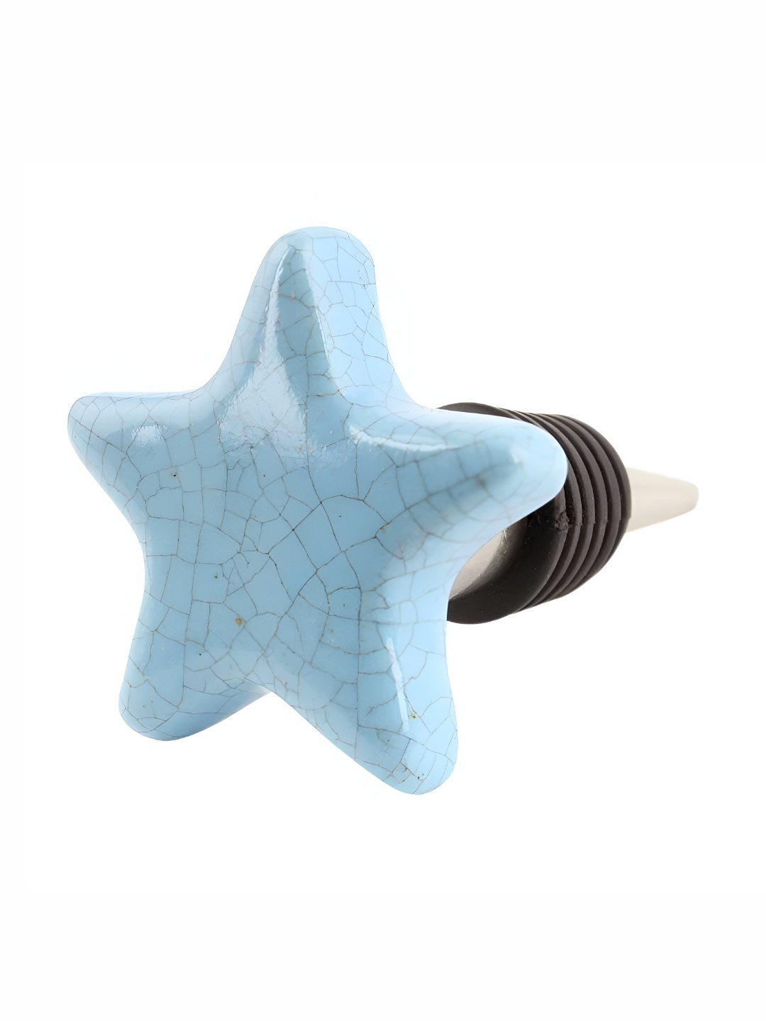 

Indianshelf Turquoise Blue & Silver Toned Printed Ceramic Wine Bottle Stopper