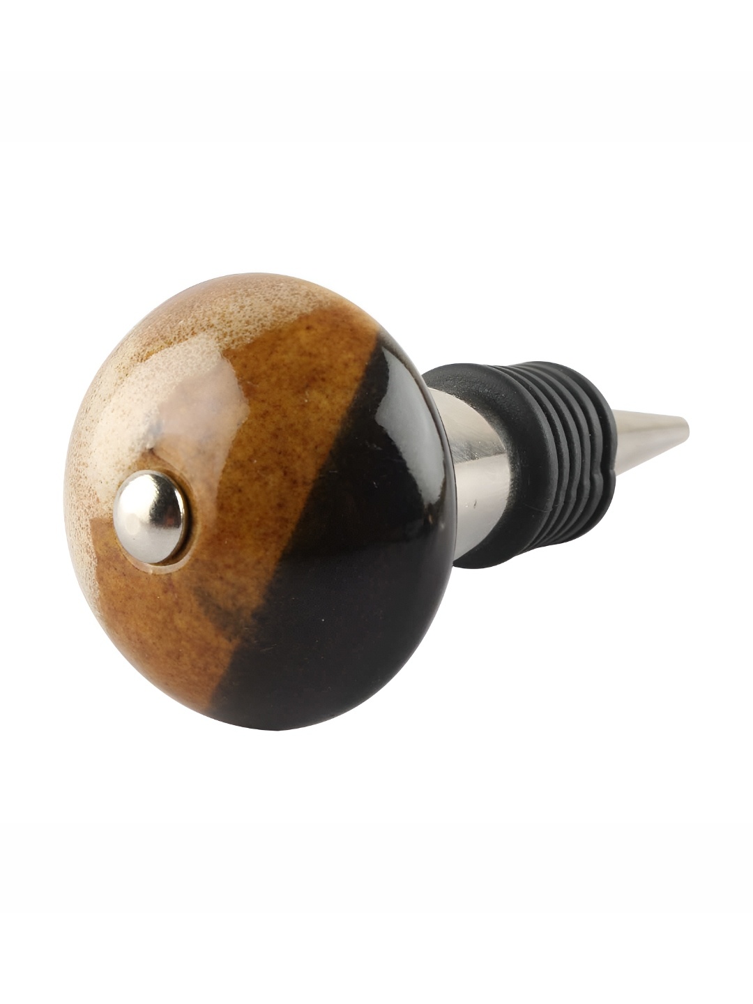 

Indianshelf Brown and Silver-Toned Printed Ceramic Wine Bottle Stopper