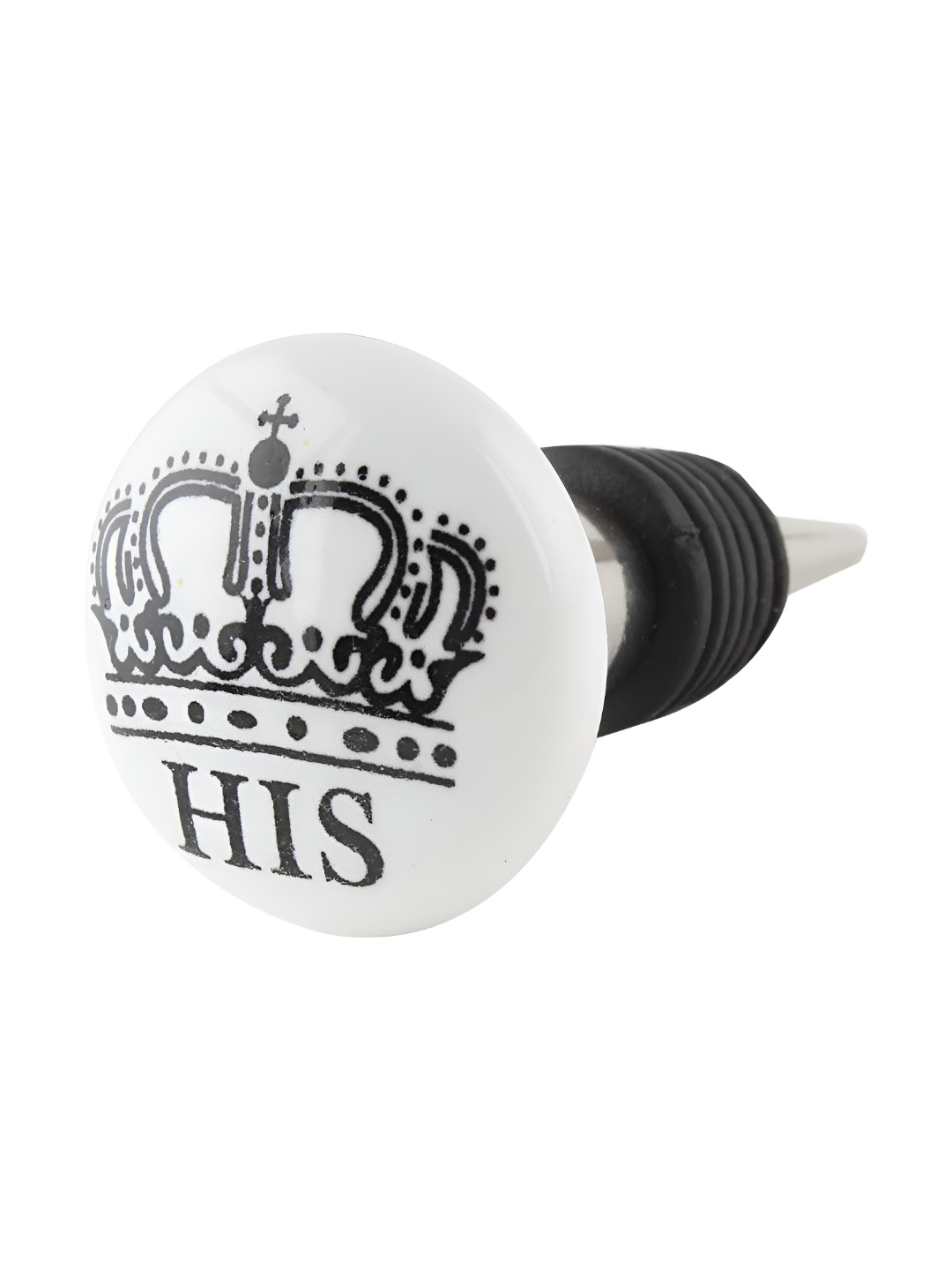 

Indianshelf Black and White His Printed Ceramic Wine Bottle Stopper