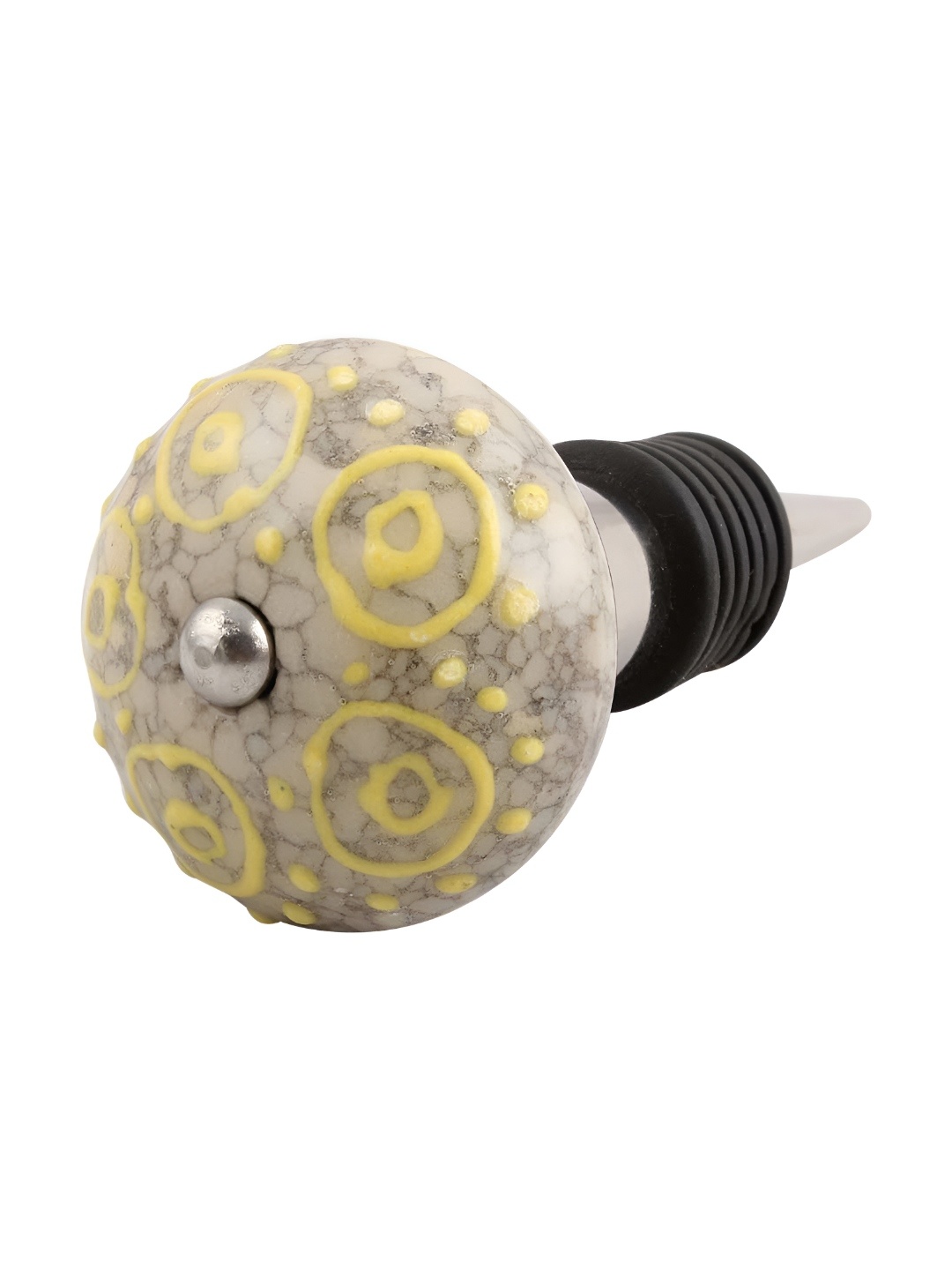

Indianshelf Grey & Yellow Textured Ceramic Wine Bottle Stopper