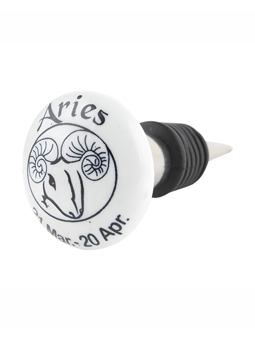 

Indianshelf Aries White & Black Printed Ceramic Wine Bottle Stopper