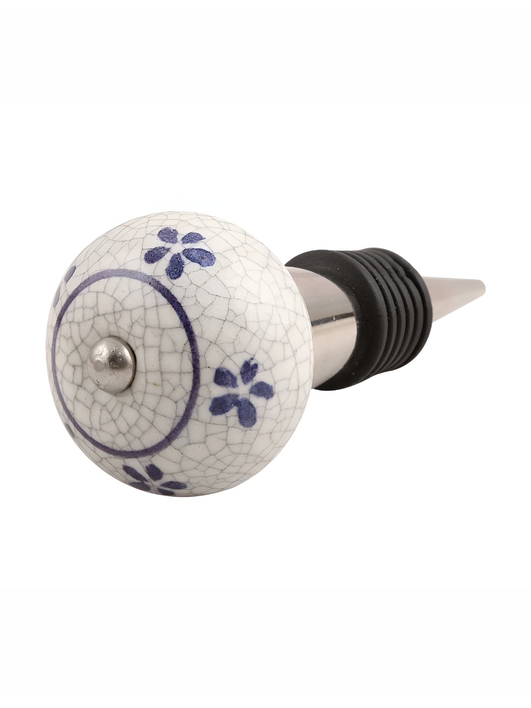 

Indianshelf Blue & White Flower Printed Ceramic Wine Bottle Stopper