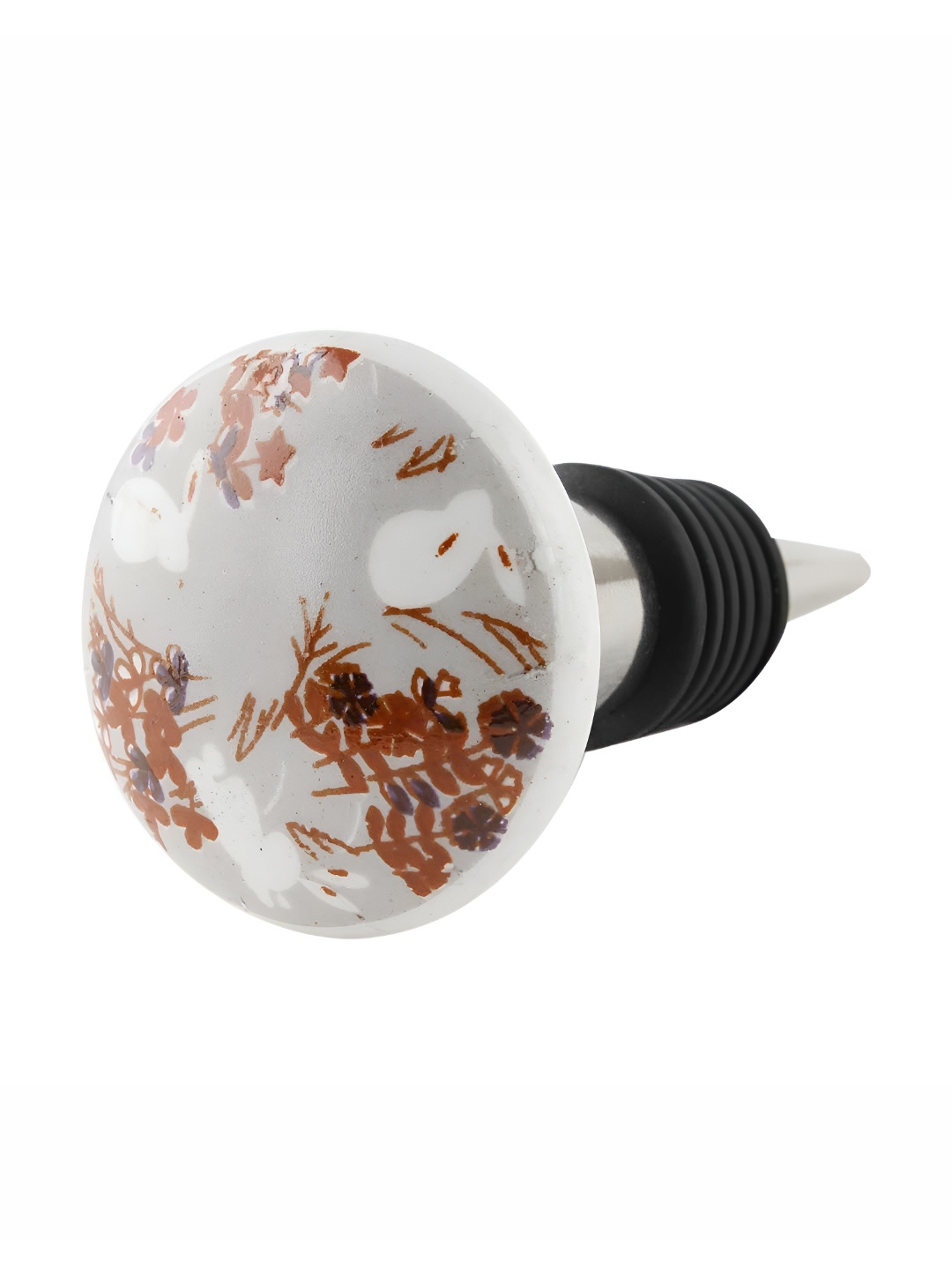 

Indianshelf White & Brown Printed Ceramic Wine Bottle Stopper