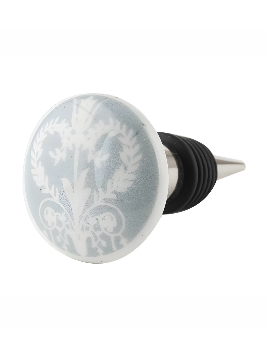 

Indianshelf Grey & White Floral Flat Printed Ceramic Wine Bottle Stopper