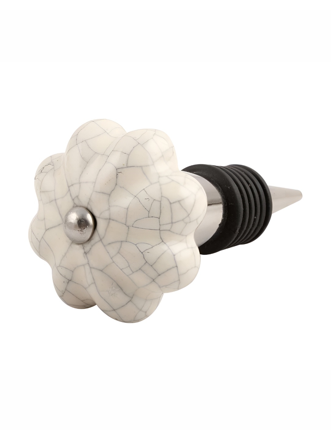 

Indianshelf Cream-Coloured & Black Melon Printed Ceramic Wine Bottle Stopper