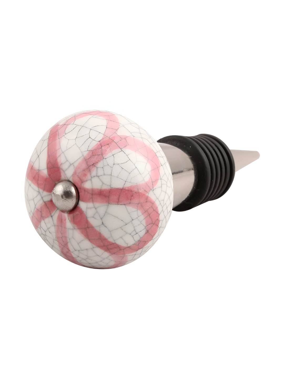 

Indianshelf Pink & White Printed Ceramic Wine Bottle Stopper