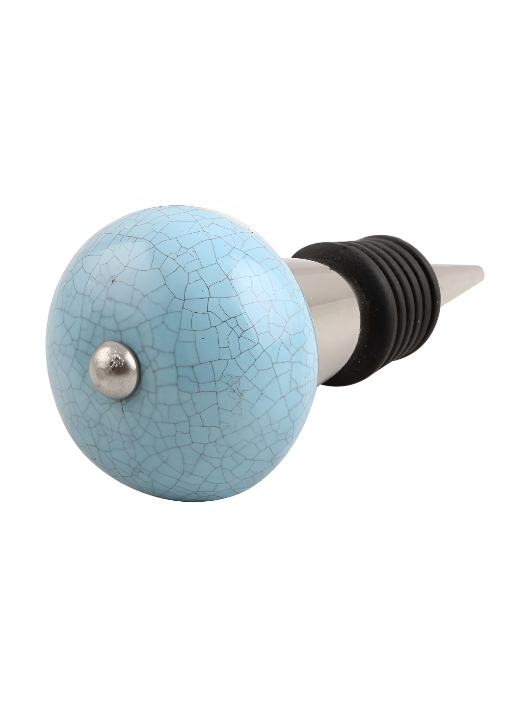 

Indianshelf Blue & Black Crackle Printed Ceramic Leak-Proof Wine Bottle Stopper