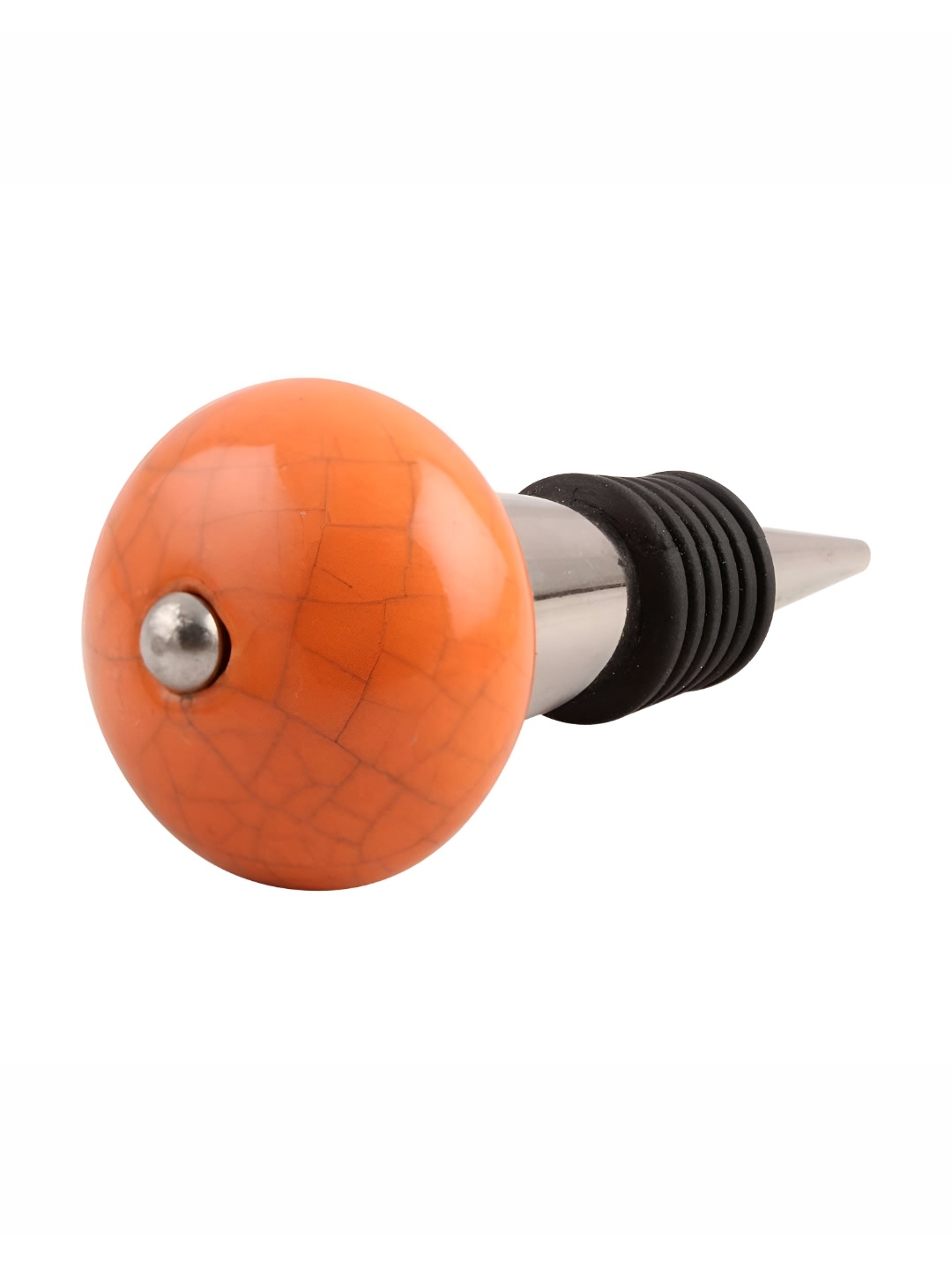 

Indianshelf Orange and Black Crackle Printed Ceramic Wine Bottle Stopper